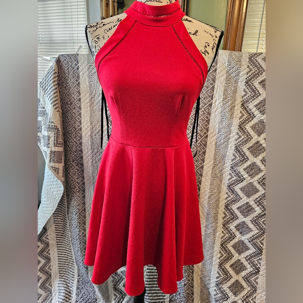 Red halter dress